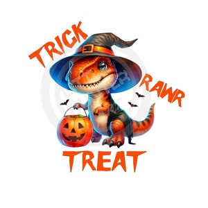 Truco o trato png, T-Rex png, Dinosaurio png, Halloween png, Halloween para niños png, Descarga digital, Sublimación, DTF, DTG