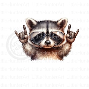 Waschbär png, Rock and Roll Waschbär png, Waschbär png, digitaler Download, Sublimation, DTF, DTG