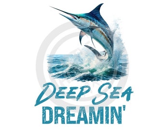 Deep Sea Fishing PNG: Saltwater Design, Sublimation, DTF, DTG (Digital Download)