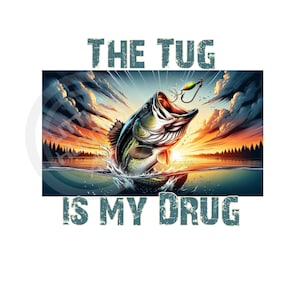 El tirón es mi droga png, Pesca de lubina png, Pesca divertida png, Pesca png, Descarga digital, Sublimación, DTF, DTG