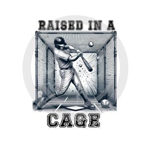 Raised in a Cage png、Baseball png、デジタルダウンロード、昇華、DTF、DTG