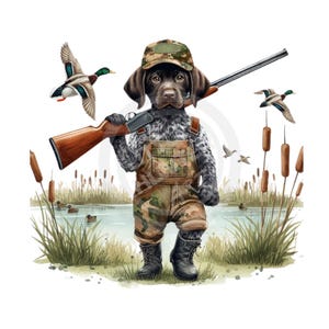 Puntero alemán de pelo corto png, Caza de aves png, Perro pájaro png, Descarga digital, Sublimación, DTF, DTG