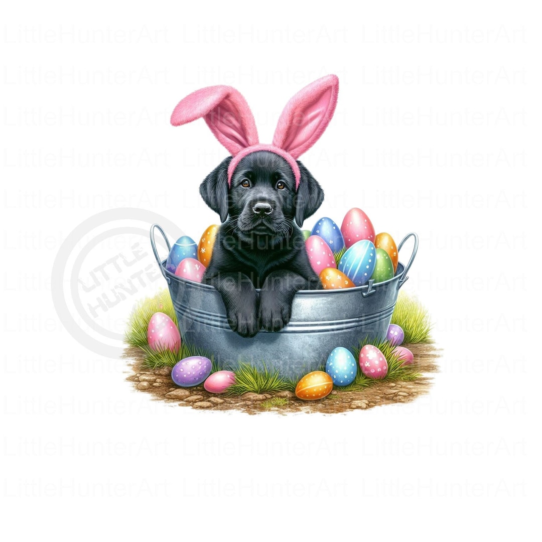 Black Lab Bunny Easter PNG: Hunting Dog Digital Download - Etsy