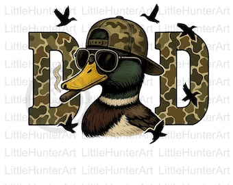 Camo Duck Hunter DAD PNG: Old School Design (Digital Download)