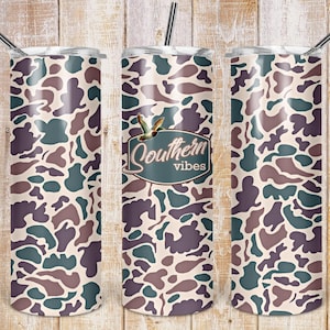 Gobelet Southern Vibes 20 oz png, png de chasse, camouflage old school, png de chasse pour enfants, numérique, sublimation, DTF, DTG