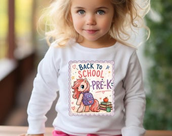 Girl's Back To School PNG, Pony png (Digital Download))