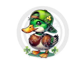 Lucky Duck Shamrock PNG: St. Patrick's Day Sublimation (Digital Download)