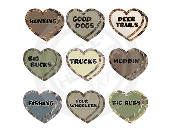Hunting Valentines Camo Heart PNG: Outdoorsman Digital Download
