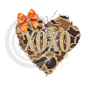 Camo XOXO png, jacht png, old school camouflage, kinderjacht png, digitaal, sublimatie, Valentijnsbundel, Valentijnsbundel png
