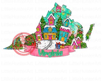 Virginia Christmas PNG: Small Town Holiday Design (Digital Download)
