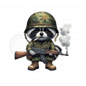 Armee Waschbär png, Camo Waschbär png, Waschbär Jäger png, Waschbär png, Digital Download, Sublimation, DTF, DTG
