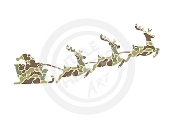 Camo Santa Sleigh PNG: Hunting Christmas Digital Design
