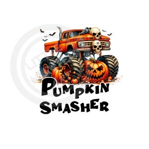 Pumpkin Smasher Monster Truck PNG: Halloween Clipart (Digital Download)