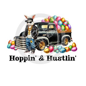 Hoppin 'Hustlin' Osterhase png, Hase png, Ostern png, Digital Download, Sublimation, DTF, DTG