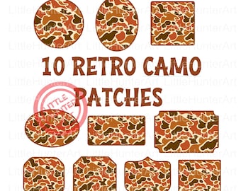 Retro Camo Patches PNG Bundle: Old School Camouflage Designs (Digital Download
