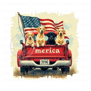 Labrador patriótico png, Labrador png, 4 de julio png, Niños patrióticos png, Descarga digital, Sublimación, DTF, DTG