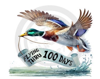 Mallard Duck 100 Days of School PNG: Camo Hunting Design (Digital Download)