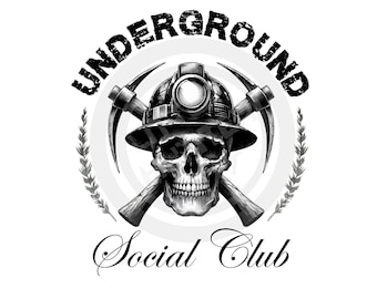 Coal Miner Skull PNG: Underground Social Club Digital Download