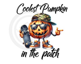 Coolest Pumpkin PNG: Spooky Halloween Sublimation (Digital Download)