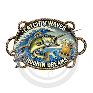 Pesca png, Catchin' Waves png, Pesca png, Mare profondo png, Pesca in acqua salata png, Download digitale, Sublimazione, DTF, DTG