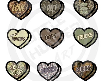 Hunting Valentines Heart PNG: Camo Love Graphics (Digital Download)
