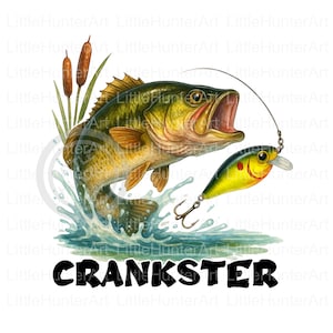 Crankster png, Pesca con crankbait png, Pesca png, Pesca en agua dulce png, Descarga digital, Sublimación, DTF, DTG