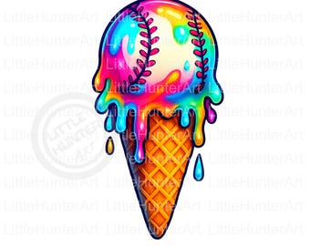 Neon Drip Baseball PNG: Sublimation Design (Digital Download)
