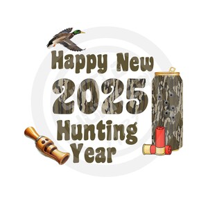Happy New Year png, Deer Hunter png, png 2025, téléchargement numérique, sublimation, DTF, DTG