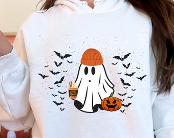 Linda sudadera con capucha fantasma, sudadera con capucha fantasma de Halloween, sudadera con capucha fantasma, sudadera con capucha linda de Halloween, sudadera fantasma, suéter de Halloween