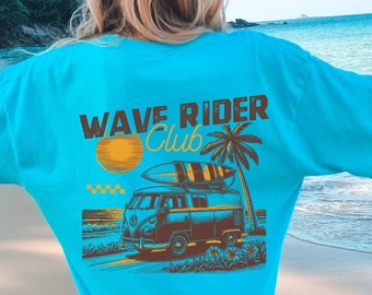 Summer Graphic Tee, Beach T-shirt, Boho Tee, Vintage Inspired Cotton T-shirt, Unisex Tee Comfort Colors Tee Oversized Wave Rider Beach Shirt