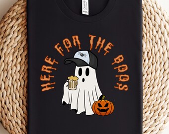 Here for the Boos Ghost T-shirt, Luxury  Halloween Woman's Shirt, Womans Fall Shirt, 2024 Halloween Shirt, Cute Ghost Shirt Halloween Ghost
