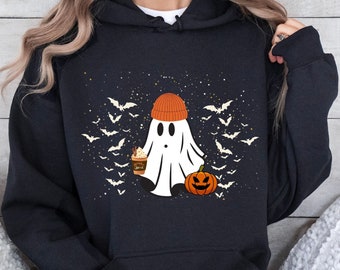 Linda sudadera con capucha fantasma, sudadera con capucha fantasma de Halloween, sudadera con capucha fantasma, sudadera con capucha linda de Halloween, sudadera fantasma, suéter de Halloween