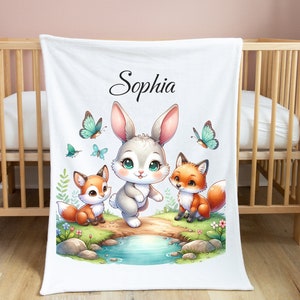Personalized Name Blanket for Your Daughter, Customized Name Baby Blankets for Girls, Baby Name Blanket. Great Gift for Birthday, Woodlands