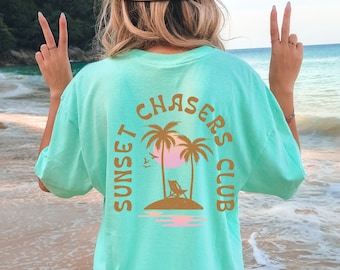 Koszulka Ocean Vibes, modna letnia koszula, retro letnia koszula, letnia wakacyjna luźna koszulka, Sun Beach Vibes, damska koszulka Comfort Colors®