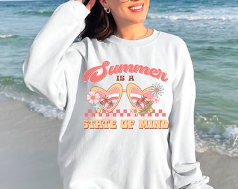 Felpa girocollo da donna, Felpa da spiaggia, Felpa estiva da spiaggia, Regalo per l'amante della spiaggia, Pullover da spiaggia, Camicia Crusie per le vacanze al mare