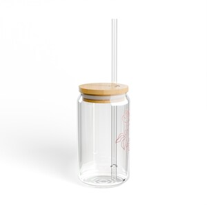 Custom Sipper Glass, Coquette Iced Coffee Glass Cup, Pink Bows Glass ...