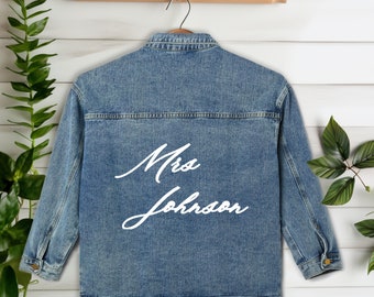 Individuelle Braut & Bräutigam Jeansjacken, perfektes Hochzeitsgeschenk! Personalisieren Sie mit Namen, einzigartiges Hochzeitskleid für Braut und Bräutigam Geschenk