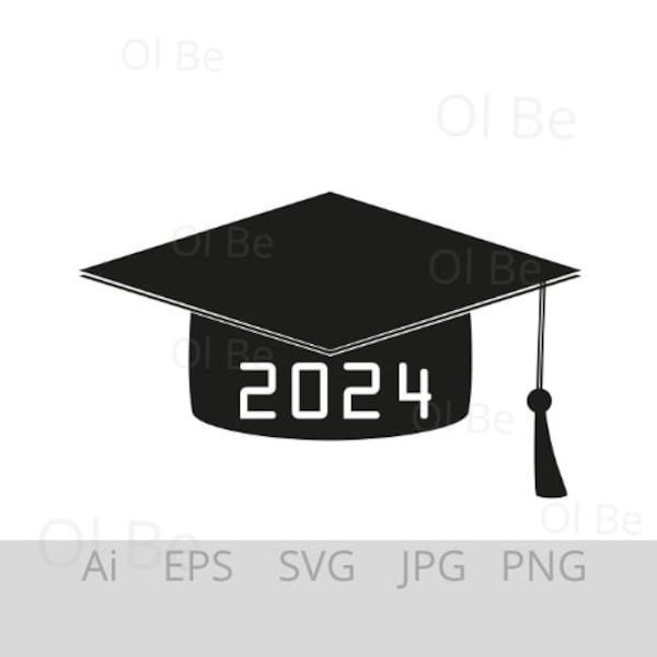 Graduation Cap 2024 Svg, Class of 2024 Svg,Instant Download, icon, university or college graduation hat logo, student graduation cap diploma