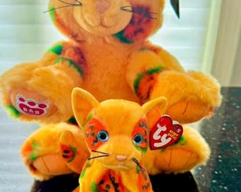 Custom Handpainted Pumpkin Kitty Beanie Cat