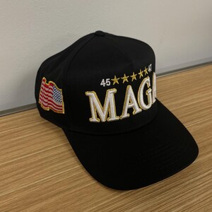 Black Trump 2024 Hat | 5Panel Snapback | MAGA 2024 Hat | Trump 45-47 | Donald Trump 2024 | Gift for Dad image 4