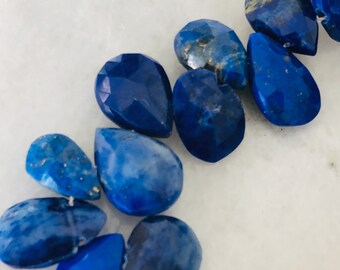 Lapis-lazuli bleu Briolette à facettes en forme de larme, pierres précieuses naturelles 12-13 mm, 37 pièces de haute qualité