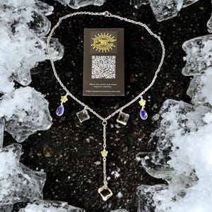 Iridescent Ice Cube Necklace: 316L Stainless Steel, Star and Teardrop Charms