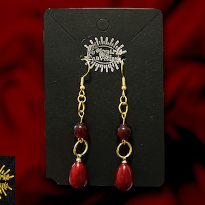 Pomegranate Seed Golden Dangle Earrings