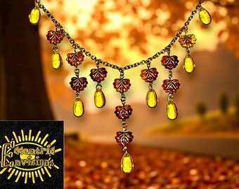 Whispering Leaves Necklace: Fallen Autumn Leaves Atmosphere, Stainless Steel Chain