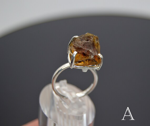 Rough Gemstone Adjustable Classic Ring - Silver o… - image 3