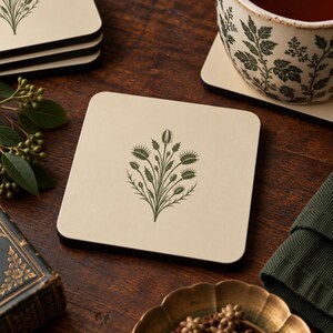 Sottobicchieri in cartone rigido con stampa botanica "Dionaea muscipula" / Set di 4