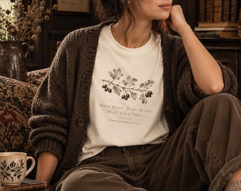Hawthorn Weather Lore Tee, Many Haws Many Sloes Botanical Shirt, Cottagecore Comfort Colors Crop