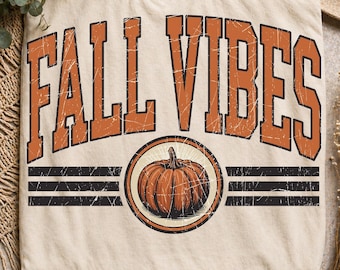 Herbst Vibes Kürbis PNG, Retro Herbst Kürbis Shirt Design, Vintage Herbst Kürbis Sublimationsgrafik Gemütliche Herbstsaison Grafikdesign Png
