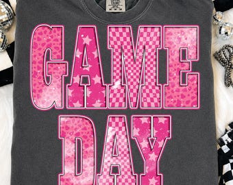 Baseball Spieltag PNG, Gameday Doodle Baseball T-Shirt, trendiges rosa Damen Baseball Shirt, Sport Mom Shirt, Retro Fußball Softball Design