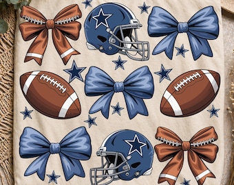 Fußball-Kokette Bogen PNG, niedlicher Fußballhelm PNG, Preppy Fußball-Clipart-Bundle, Spieltag Fußball, Sport Mom Sublimationsgrafik